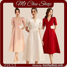 ĐẦM XÒE TAPTA CHÉO NGỰC TAY BỒNG 77829673 [MỎ CHU SHOP