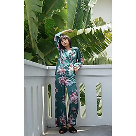 Baciami-Bộ Pijama Xanh Hoa Đỏ