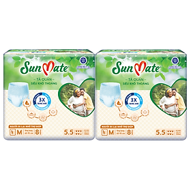 Combo 2 Gói Tã Quần Người Lớn Sunmate Khô Thoáng M8 8 Miếng Gói
