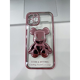 Case Ốp Lưng Dành Cho Iphone 12 Pro Max - Trong Suốt Gấu Nỗi Mạ Màu Sáng Bóng