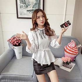 TK368-ÁO KIỂU TAY PHỒNG VIỀN MÀU S-6XL