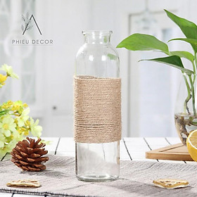 Mua Lọ thủy tinh trang trí dây thừng Bình thuỷ tinh cắm hoa phong cách Bắc Âu vintage
