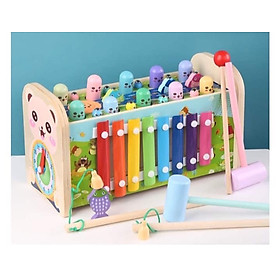 ĐỒ CHƠI GIÁO DỤC CHO BÉ BẰNG GỖ - Bộ đồ chơi đập chuột gỗ cho trẻ kiêm nhạc cụ đánh đàn, tìm đường zíc zắc 3 in 1, thiết kế đẹp, an toàn cho trẻ