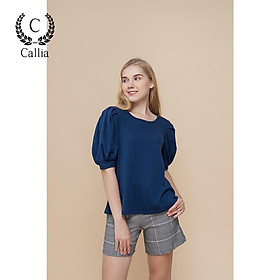 Áo kiểu nữ Callia Soha top Blue cổ tròn (Xanh đậm)