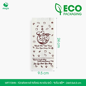 MFT1T3NN - 24x9.5x4.5 cm - 200 Túi bánh mì Trắng, in sẵn họa tiết ĐẦU BẾP - Bao bánh mì Túi giấy thực phẩm an toàn