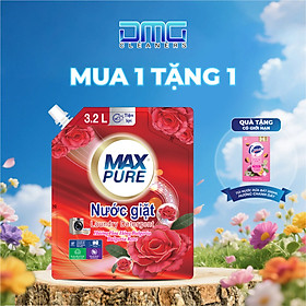MUA 1 TẶNG 1: Túi nước giặt Maxpure Hương Hoa Hồng Bulgaria 3,2L TẶNG 1 Túi nước rửa chén Chanh Dây 200ml