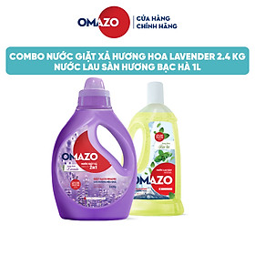 Combo 2 Omazo Chai Nước Giặt Xả Hương Lavender 2.4kg + Nước Lau Sàn Hương