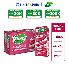 Thùng 48 Hộp Sữa Chua Lên Men Tự Nhiên Yomost Trái Lựu (170ml/Hộp)