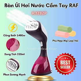 Bàn ủi hơi nước cầm tay RAF, Bàn là hơi nước cầm tay R.1282P chính hiệu công suất lớn 1400w, máy ủi hơi nước cầm tay nhỏ gọn là phẳng đồ nhanh, thuận tiện, dễ sử dụng