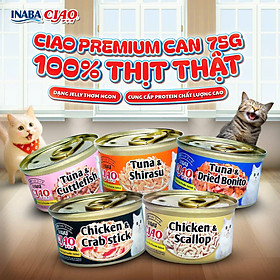 PATE CHO MÈO CIAO PREMIUM CAN 75g BỔ SUNG PROTEIN 100% THỊT THẬT