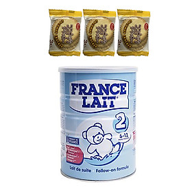 Sữa bột France Lait số 2 (900g) - Dinh dưỡng cho trẻ từ 6 -12 tháng tuổi – Tặng 3 bánh quy dừa Nhật Bản hiệu Aee