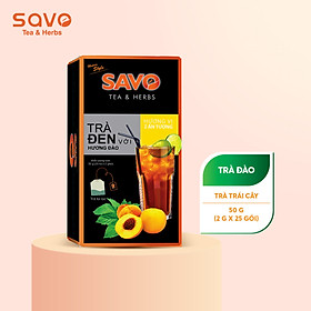 Trà túi lọc trái cây savo trà đen hương đào - hộp 25 gói x 2g