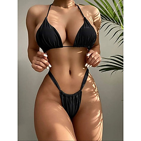 Bikini 2 mảnh bơi lội Đồ đi biển Basics cao cấp nhiều màu đen - cafe sữa