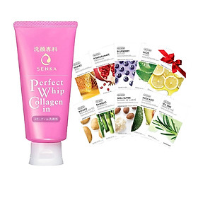 Sữa rửa mặt ngăn ngừa lão hóa giảm nếp nhăn Senka Perfect Whip Collagen In 120g 14836 tặng Mặt nạ dưỡng da The Faceshop Real Nature (1 miếng)