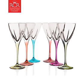 Bộ 6 Ly Thuỷ Tinh Pha Lê Màu RCR - Fusion Coloured Goblets 250 ml