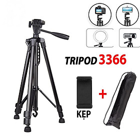 Chân Máy ảnh Tripod 3366, khung hợp kim cao cấp điều chỉnh được độ cao, có tay cầm cực chắc chắn