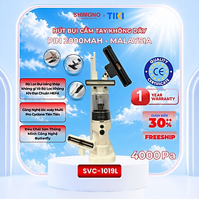 Máy Hút Bụi Cầm Tay Không Dây SHIMONO SVC-1019L Cực Êm, Công Nghệ Hút Lốc Xoáy ProCyclone, 4 Đầu Hút Hàng Chính Hãng