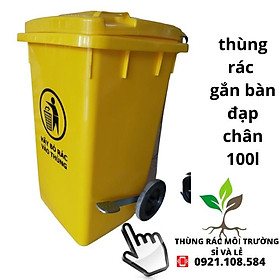 Mua THÙNG RÁC NHỰA CÔNG CỘNG ĐẠP CHÂN 100L(XANH VÀNG)