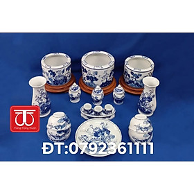 Mua BỘ BÁT HƯƠNG VẼ SEN ĐẾ GỖ HƯƠNG ĐK BÁT 16 18 20CM