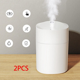 2x Mist Humidifier Diffuser Night Light Silent LED Lamp for Travel Home