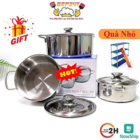 Bộ 3 Nồi Inox Sharp Cho Mọi Loại Bếp, Chất Liệu Inox 410 Dày 0.4mm- Bộ 3 Nồi Đa Năng