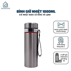 Bình Giữ Nhiệt Nóng, Lạnh Inox, Bình Lưỡng Tính Ly, Cốc Cách Nhiệt Cao Cấp , 1000ml 2 Lớp, Có Tấm Lọc, Giữ Nhiệt Lên Đến 8 Tiếng - Hàng Chính Hãng MINIIN