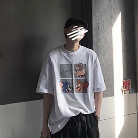 Áo thun tay lỡ form rộng hoạt hình Tom - Unisex nam nữ đều mặc được