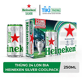 Hình ảnh Thùng 24 lon bia Heineken Silver Coolpack 250ml/lon