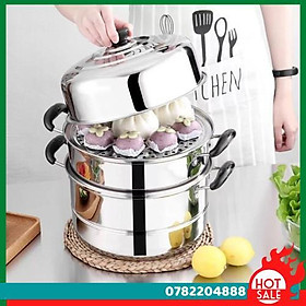 Mua Nồi Hấp Inox 3 Tầng Đa Năng Kích Thước 28 Cm Tặng Kèm Lót Nồi Silicol Tiện Lợi - CH Hương Thị Miễn Phí Vận Chuyển
