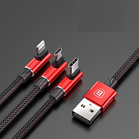 Mua Cáp sạc đa năng BASEUS thiết kế gập 90 độ Series 3 đầu Lightning - MicroUSB - Type-C dài 120cm hỗ trợ vừa sạc vừa chơi game - Hàng chính Hãng