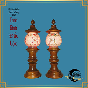 Mua Đôi đèn thờ gỗ sứ cao cấp TAM SINH ĐẮC LỘC