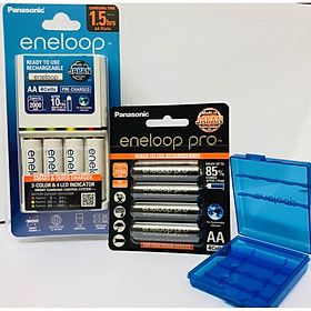Mua Bộ combo bộ sạc eneloop K-KJ55MCC40V và pin sạc eneloop pro vỉ 4 viên AA BK-3HCCE/4BV-Panasonic hàng chính hãng