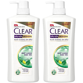 Combo 02 Dầu Gội Trị Gàu Clear Mát Lạnh Bạc Hà