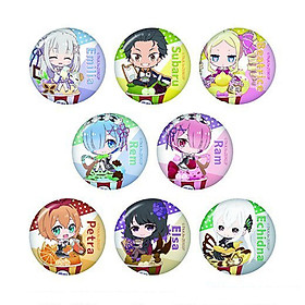 Combo huy hiệu RE:ZERO - BẮT ĐẦU LẠI Ở THẾ GIỚI KHÁC anime chibi dễ thương