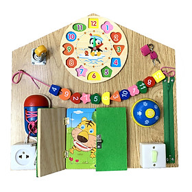 Đồ Chơi Bảng Bận Rộn Học Kỹ Năng Cơ Bản Busy Board Luyện Khéo Tay Đồ Chơi Gỗ Thông Minh