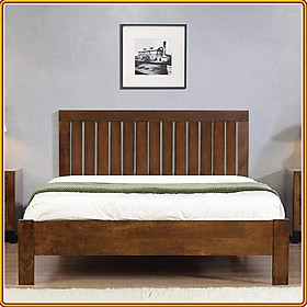 Giường ngủ gỗ sồi màu nâu óc chó Juno sofa nệm 1m2 x 2m 