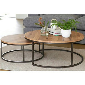 Mua Bàn trà đôi mặt gỗ chân sắt sơn tĩnh điện phong cách bắc âu