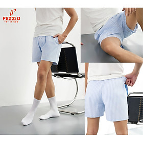 Quần đùi nam xuất khẩu mặc nhà, quần đùi nam, quần short, quần sọc nam vải kate cotton 100% thương hiệu Fezzio