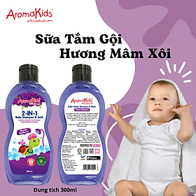 Sữa tắm gội cho bé;Sữa tắm bé; Sữa tắm gội 2in1 AromaKids-Hương Trái Mâm Xôi, 300ml/chai