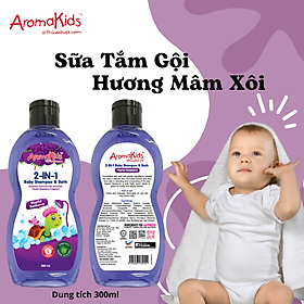 Sữa tắm gội cho bé;Sữa tắm bé; Sữa tắm gội 2in1 AromaKids-Hương Trái Mâm Xôi, 300ml/chai 