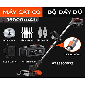 Máy cắt cỏ pin.- Máy cắt cỏ, tỉa cành cầm tay LAPUSEN pin khủng 15 cell, Hàng nhập khẩu cao cấp, tăng 8 lưỡi