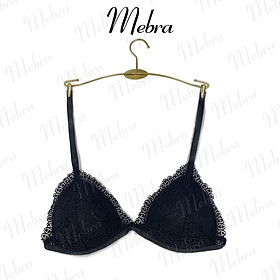 Áo lót nữ bralette không gọng mút vừa ren hoa màu đen thiết kế sexy gợi cảm thương hiệu Mebra _ MA018