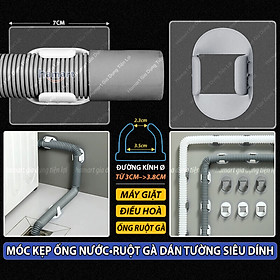 Móc Kẹp Ống Nước Dán Tường Nẹp Đỡ Ống Ruột Gà Giữ Cố Định Ống Xả Thoát Nước Máy Giặt Điều Hoà