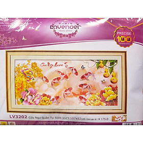 Mua Tranh thêu chữ thập cửu ngư quần hội LV3202 - 107 x 52 cm - chưa thêu