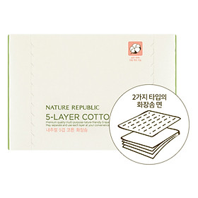 Bông Tẩy Trang Nature Republic Beauty Tool Natural 5-Layer Cotton Wipe (80 Miếng)