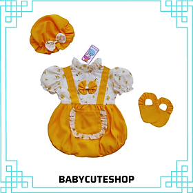 Đồ bé gái sơ sinh body bé gái yếm vàng túi xinh Tặng kèm nón và giày 3-13kg