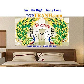 Mua tranh thêu chữ thập đồng hồ chữ vợ chồng con công 88890 (chưa thêu)