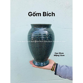 Mua Bình Hoa Lọ Hoa Gốm Dáng Vò Chân Loe Men Mộc Cao 25cm Gốm Sứ Bát Tràng - Gốm Bích