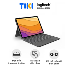 Mua Bao da kèm bàn phím Logitech Combo Touch iPad Air gen 4  gen 5 - Backlit keys có thể tháo rời  Trackpad siêu nhạy - Hàng chính hãng