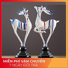Mua Tượng decor đôi hươu pha màu